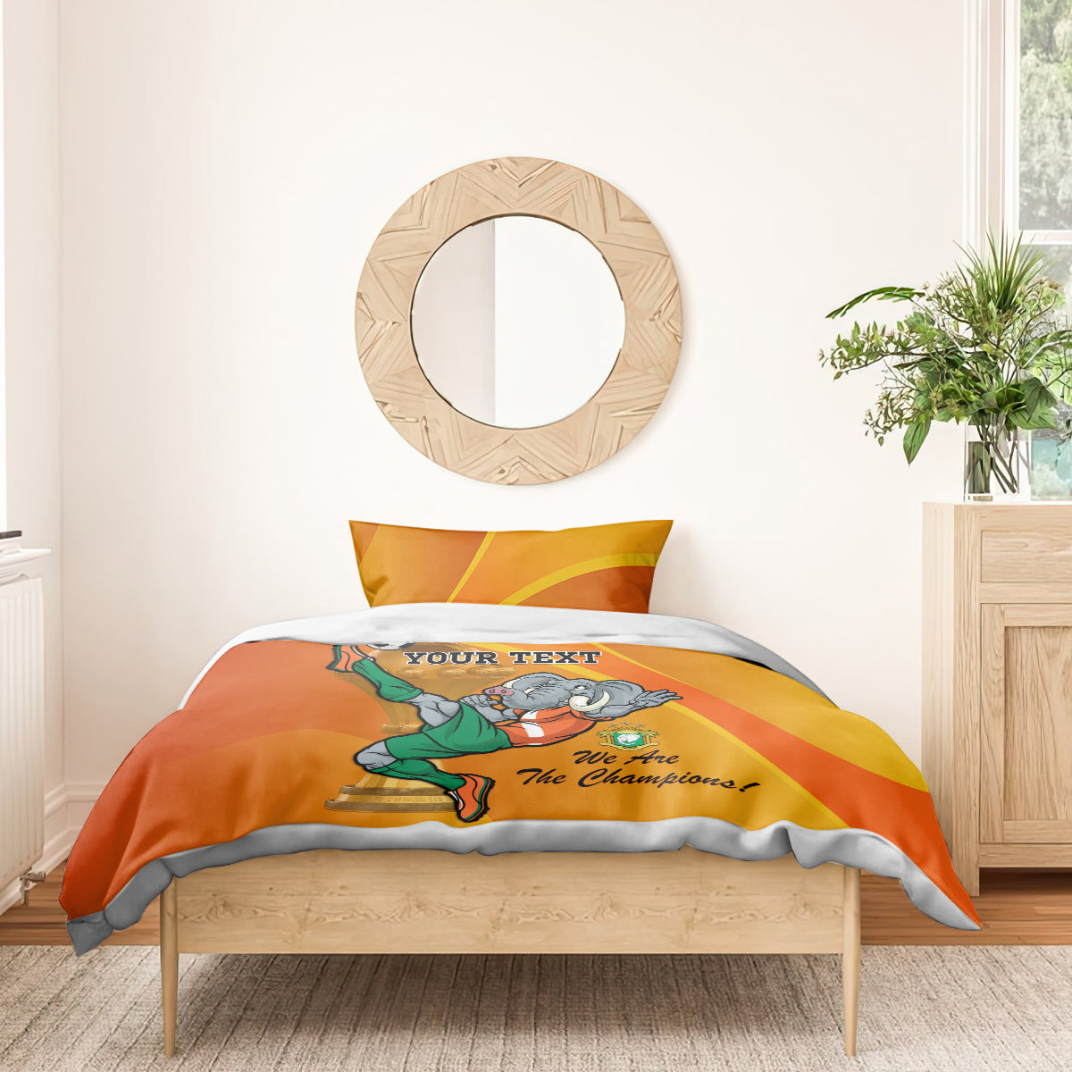 Custom Ivory Coast Football Bedding Set 2024 Mascot With Champions Trophy - Wonder Print Shop