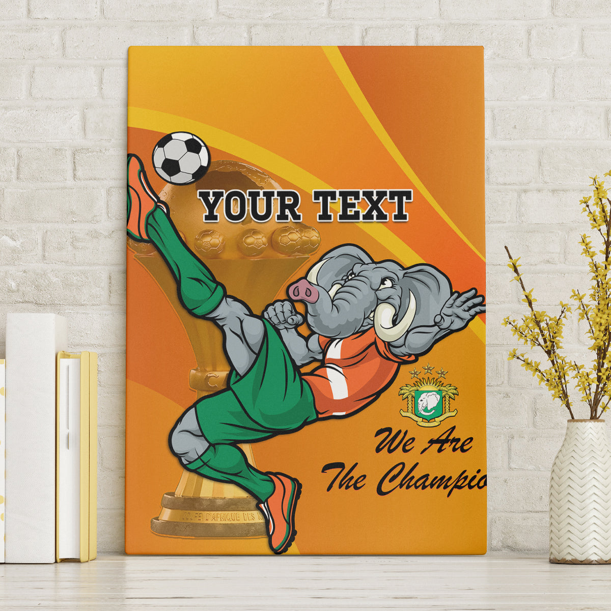 Custom Ivory Coast Football Canvas Wall Art 2024 Mascot With Champions Trophy - Wonder Print Shop