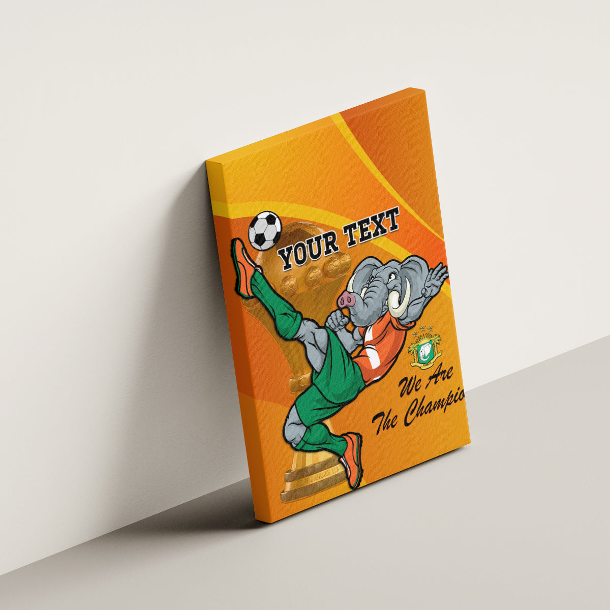 Custom Ivory Coast Football Canvas Wall Art 2024 Mascot With Champions Trophy - Wonder Print Shop