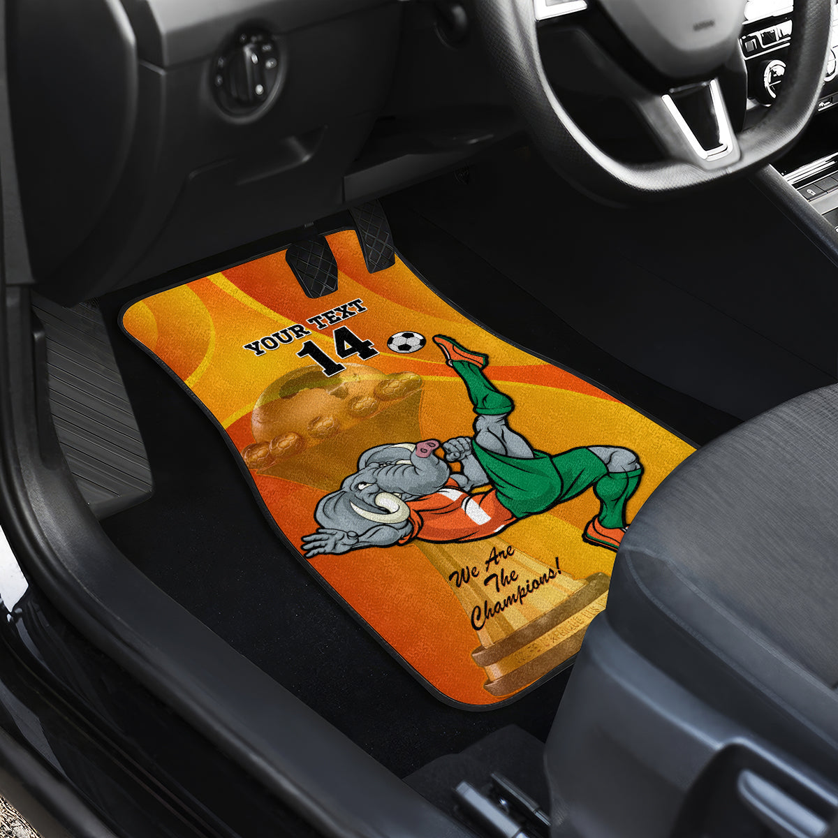 Custom Ivory Coast Football Car Mats 2024 Mascot With Champions Trophy - Wonder Print Shop