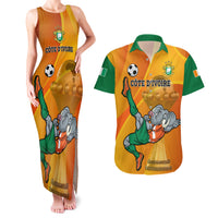 Custom Ivory Coast Football Couples Matching Tank Maxi Dress and Hawaiian Shirt 2024 Mascot With Champions Trophy - Wonder Print Shop