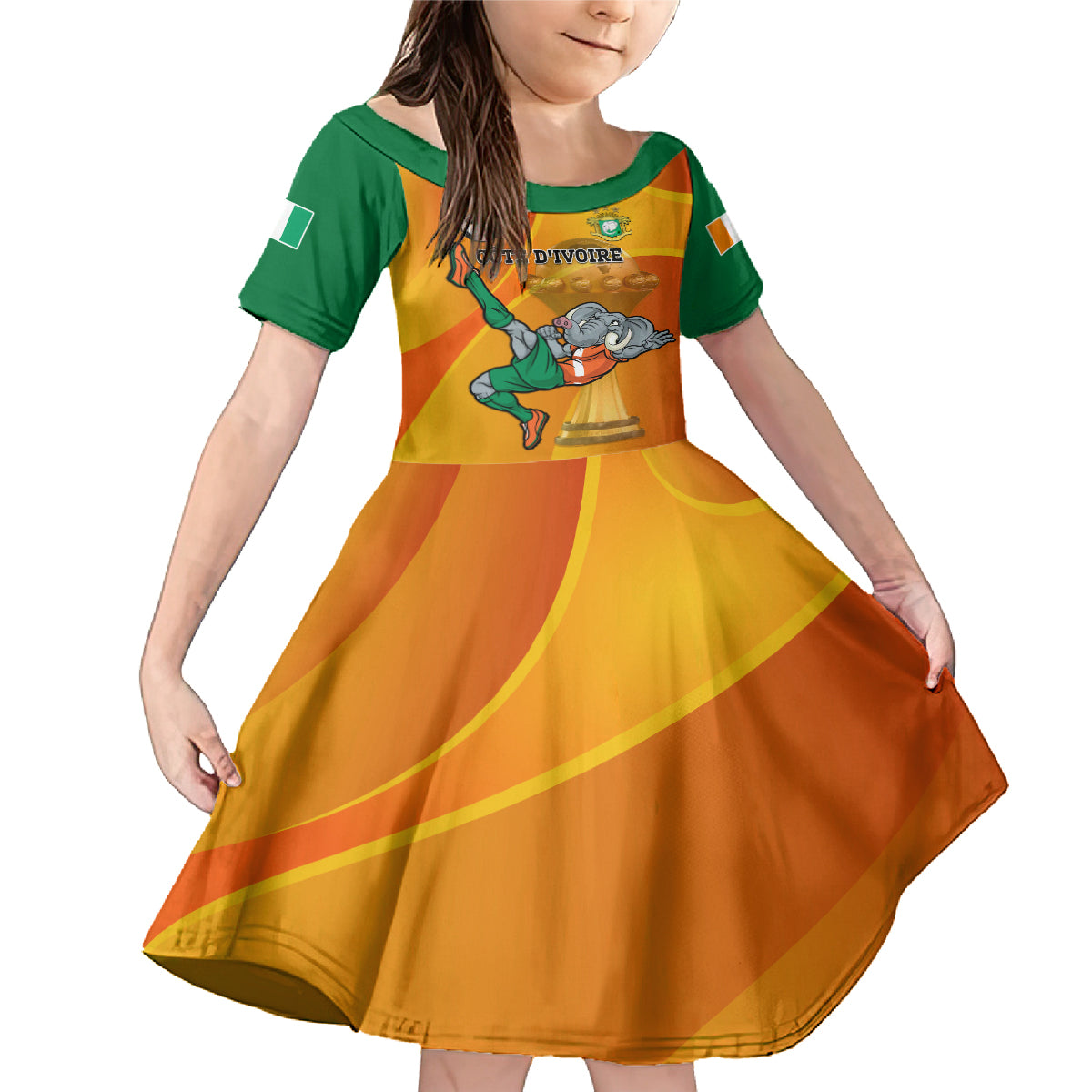 Custom Ivory Coast Football Family Matching Mermaid Dress and Hawaiian Shirt 2024 Mascot With Champions Trophy - Wonder Print Shop