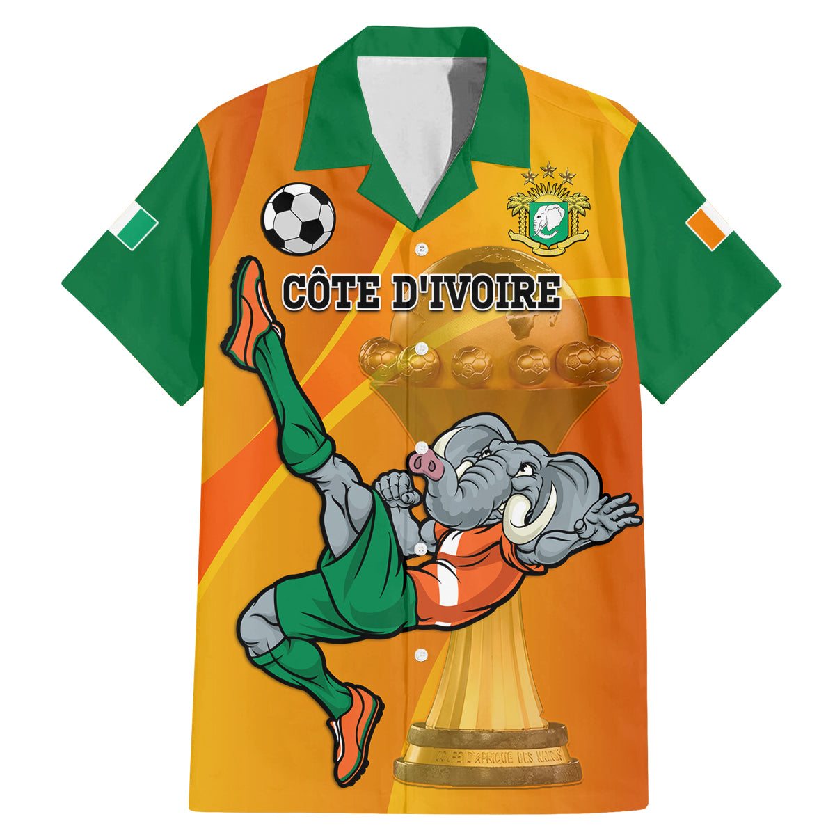 Custom Ivory Coast Football Family Matching Mermaid Dress and Hawaiian Shirt 2024 Mascot With Champions Trophy - Wonder Print Shop