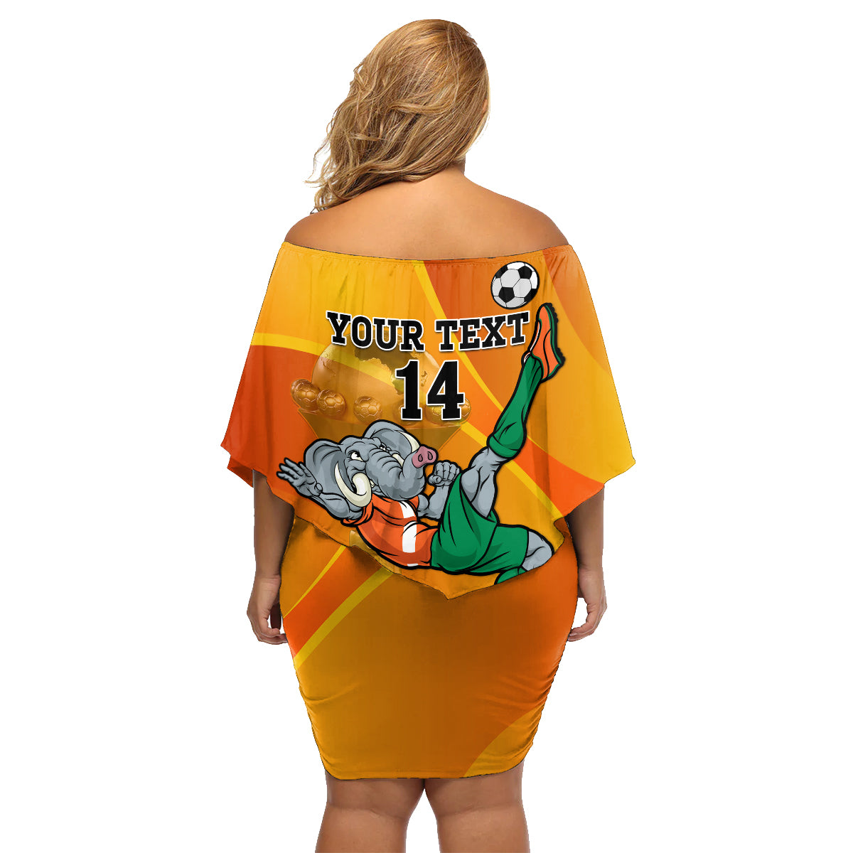 Custom Ivory Coast Football Family Matching Off Shoulder Short Dress and Hawaiian Shirt 2024 Mascot With Champions Trophy - Wonder Print Shop