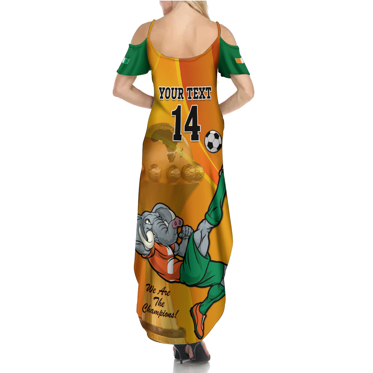 Custom Ivory Coast Football Family Matching Summer Maxi Dress and Hawaiian Shirt 2024 Mascot With Champions Trophy - Wonder Print Shop