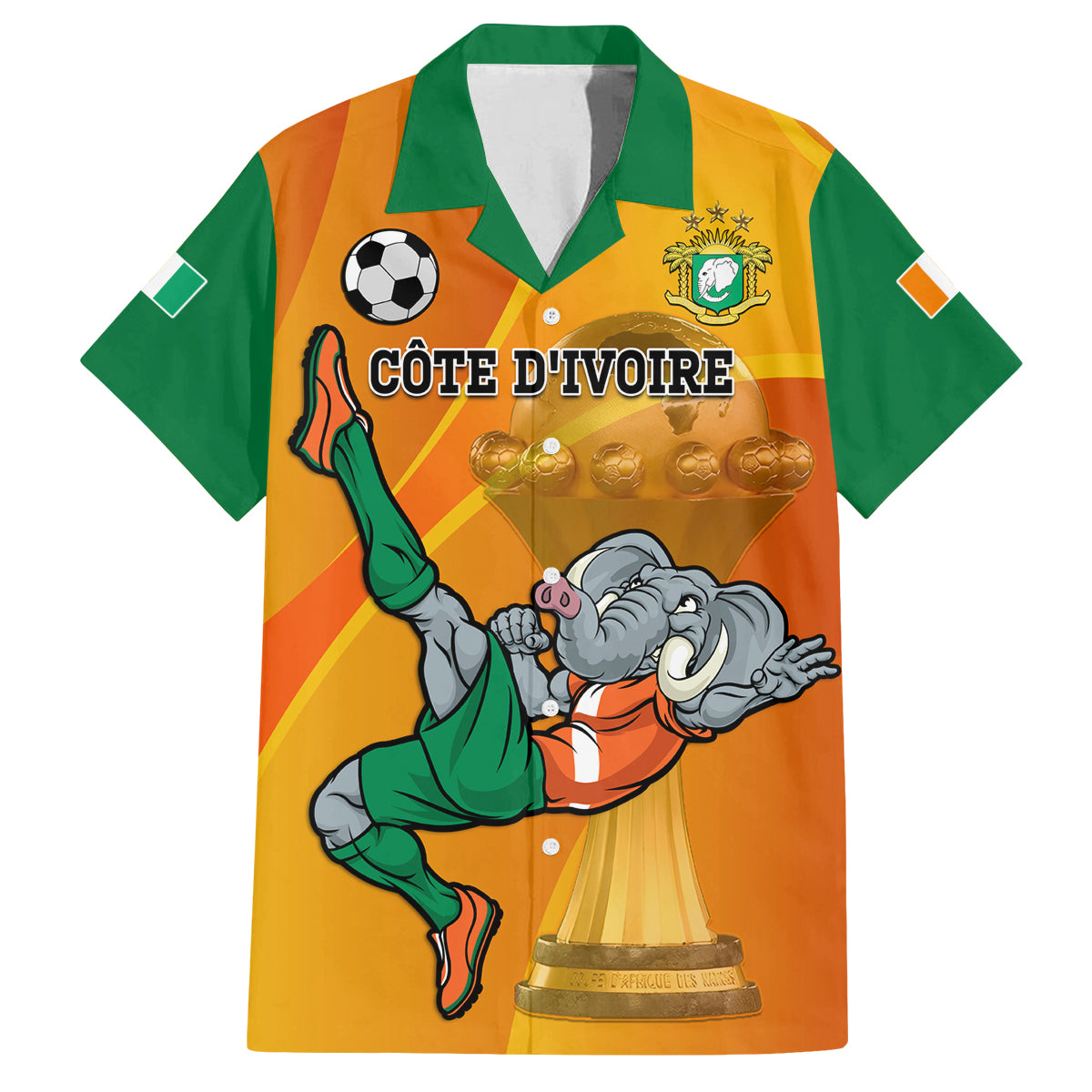 Custom Ivory Coast Football Family Matching Tank Maxi Dress and Hawaiian Shirt 2024 Mascot With Champions Trophy - Wonder Print Shop