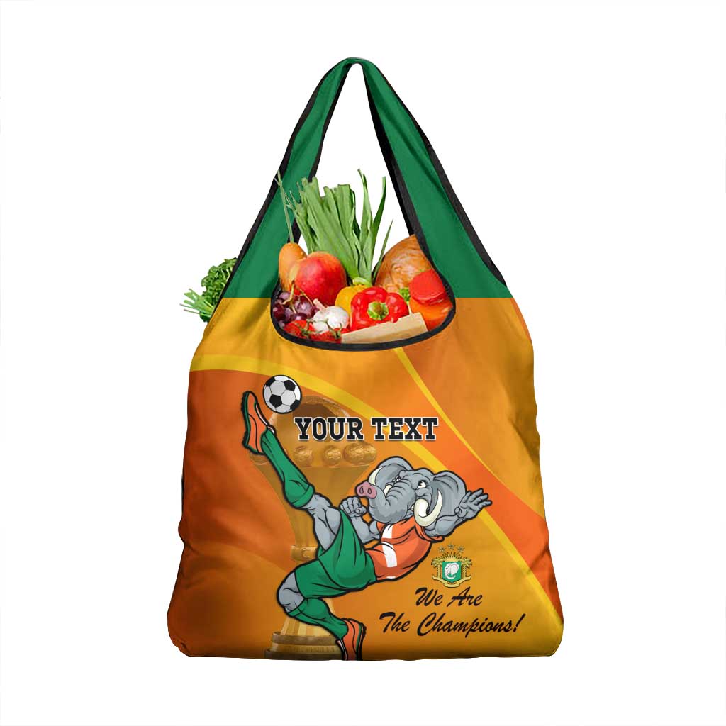 Custom Ivory Coast Football Grocery Bag Mascot With Champions Trophy