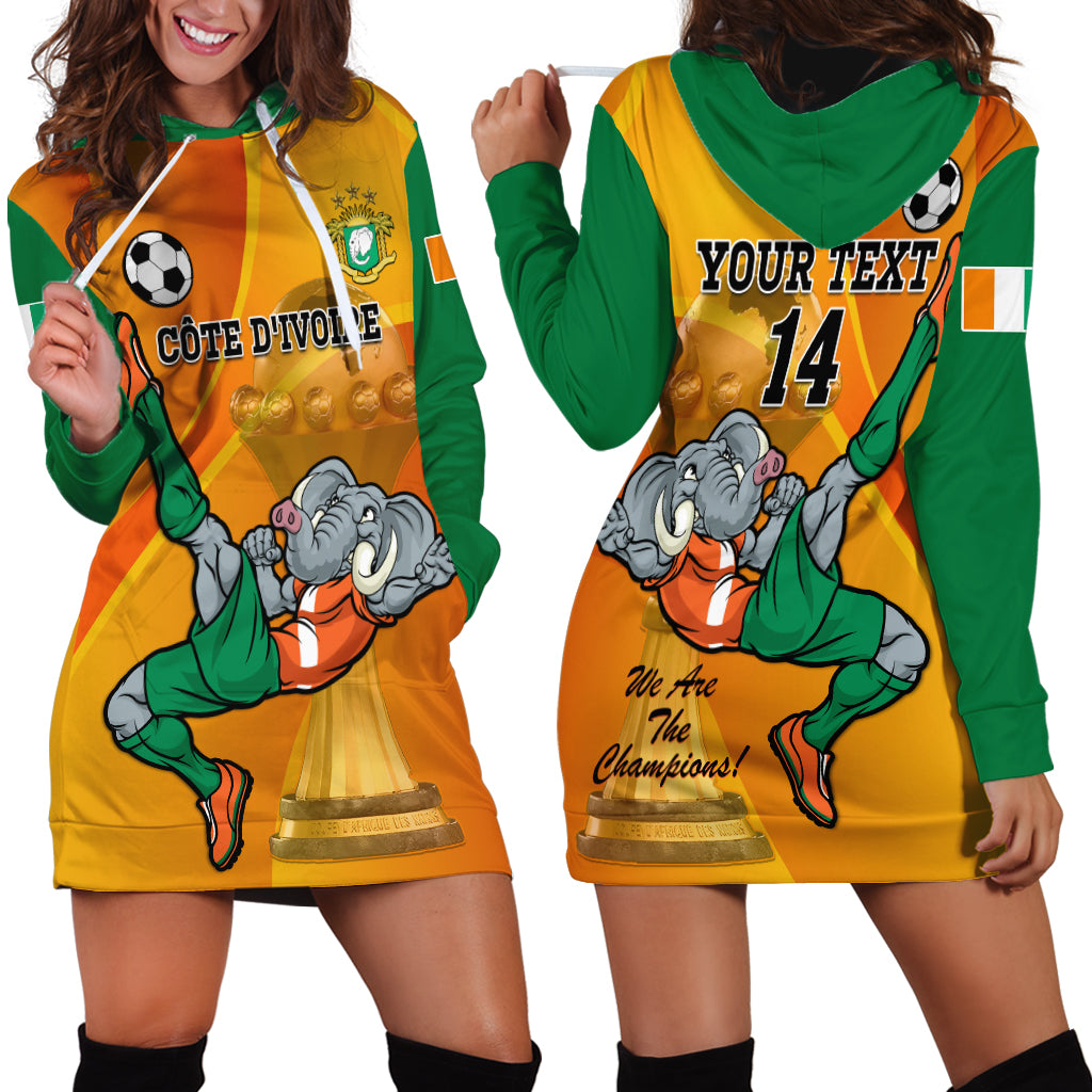 Custom Ivory Coast Football Hoodie Dress 2024 Mascot With Champions Trophy - Wonder Print Shop