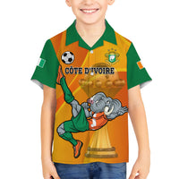 Custom Ivory Coast Football Kid Hawaiian Shirt 2024 Mascot With Champions Trophy - Wonder Print Shop