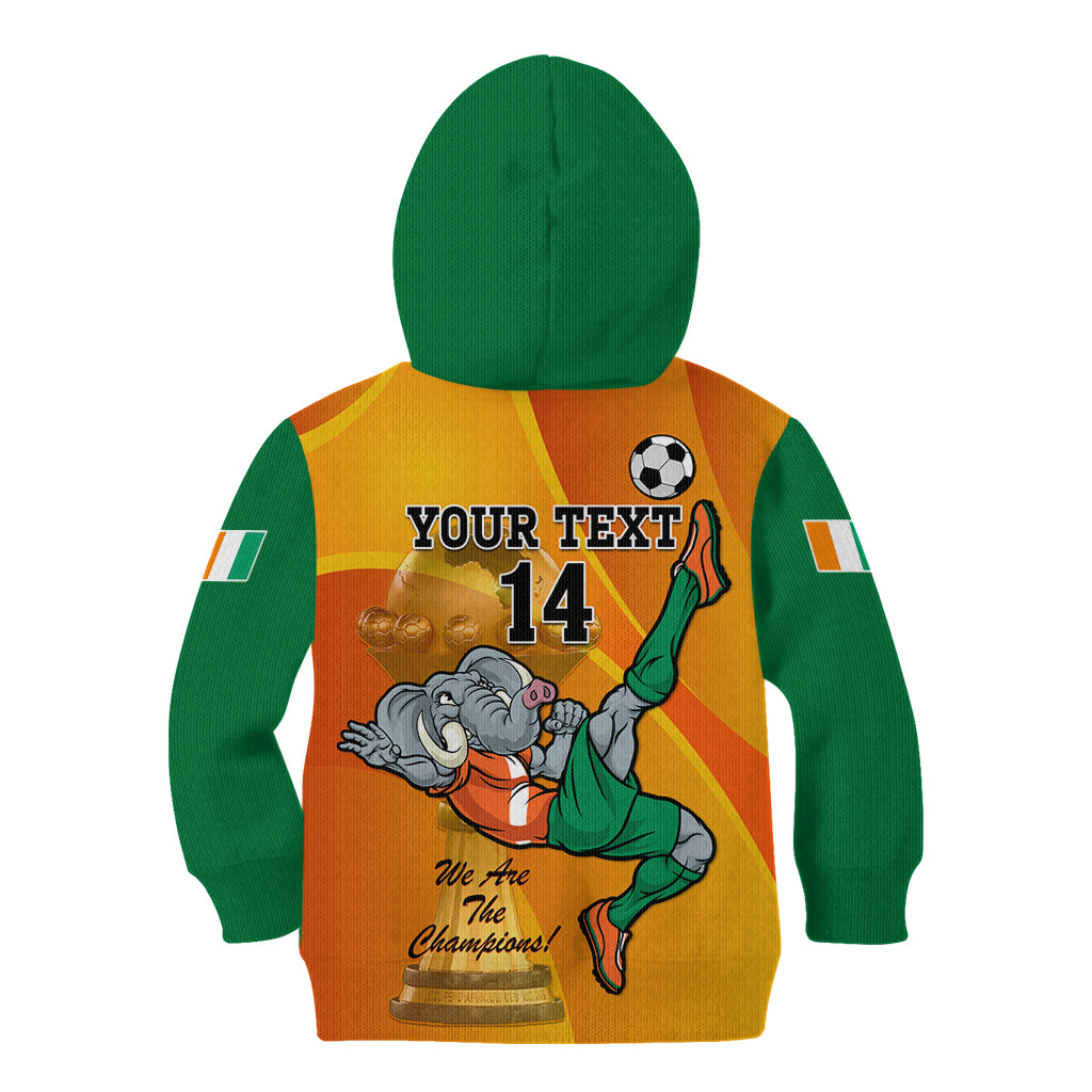 Custom Ivory Coast Football Kid Hoodie 2024 Mascot With Champions Trophy - Wonder Print Shop