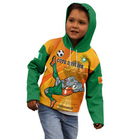Custom Ivory Coast Football Kid Hoodie 2024 Mascot With Champions Trophy - Wonder Print Shop