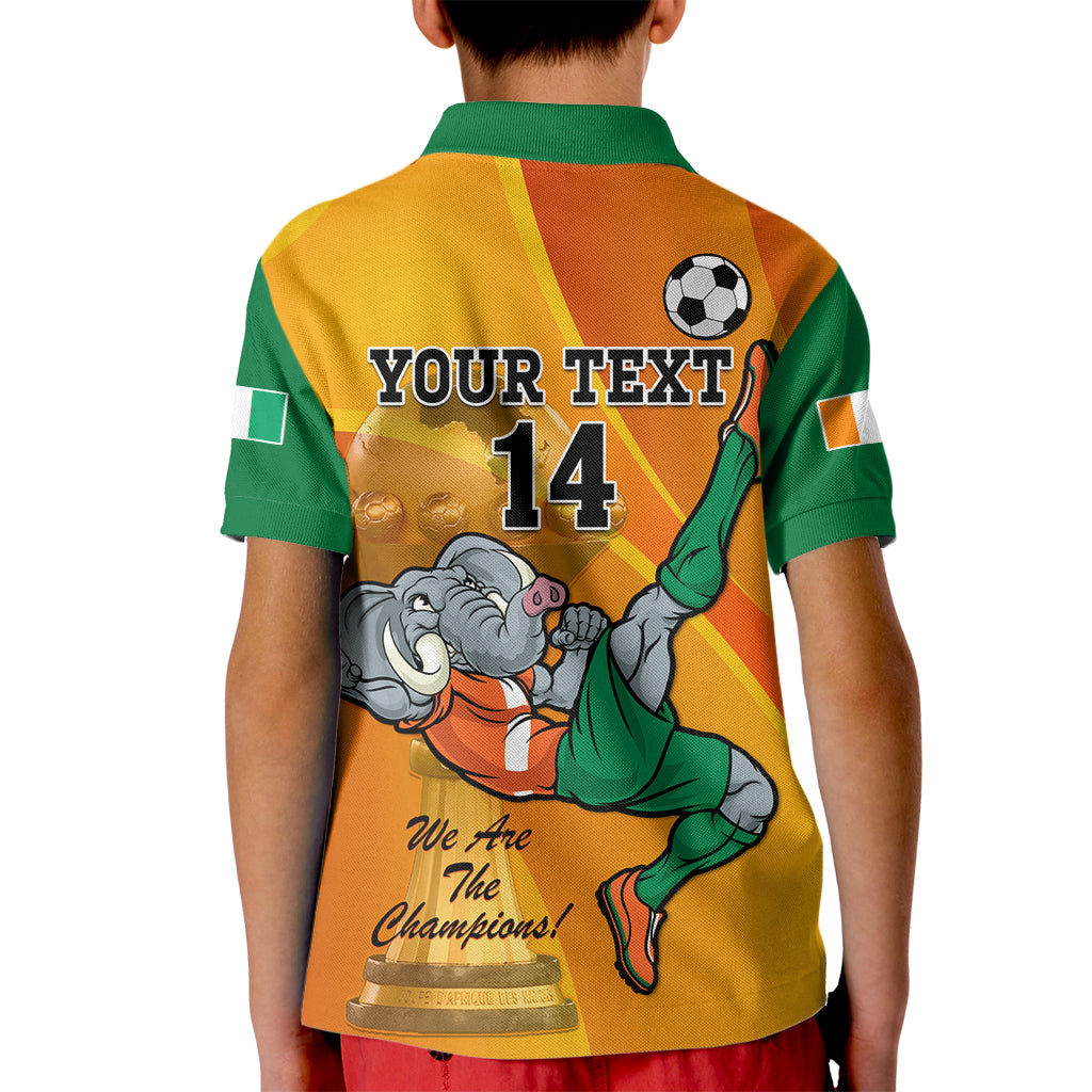 Custom Ivory Coast Football Kid Polo Shirt 2024 Mascot With Champions Trophy - Wonder Print Shop
