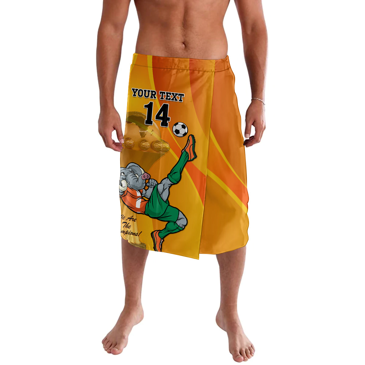 Custom Ivory Coast Football Lavalava 2024 Mascot With Champions Trophy - Wonder Print Shop