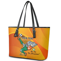 Custom Ivory Coast Football Leather Tote Bag 2024 Mascot With Champions Trophy - Wonder Print Shop