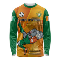 Custom Ivory Coast Football Long Sleeve Shirt 2024 Mascot With Champions Trophy - Wonder Print Shop