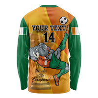 Custom Ivory Coast Football Long Sleeve Shirt 2024 Mascot With Champions Trophy - Wonder Print Shop