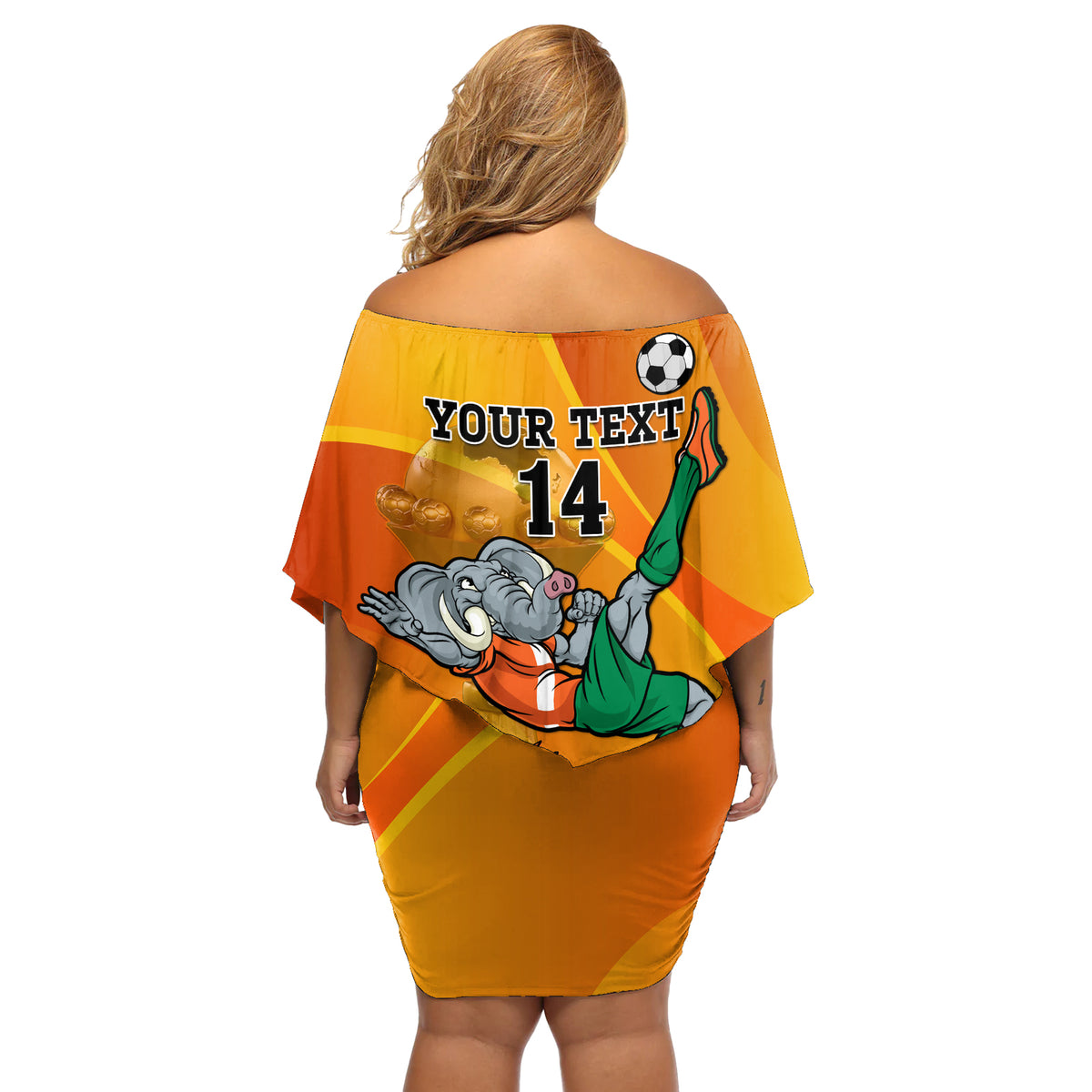 Custom Ivory Coast Football Off Shoulder Short Dress 2024 Mascot With Champions Trophy - Wonder Print Shop