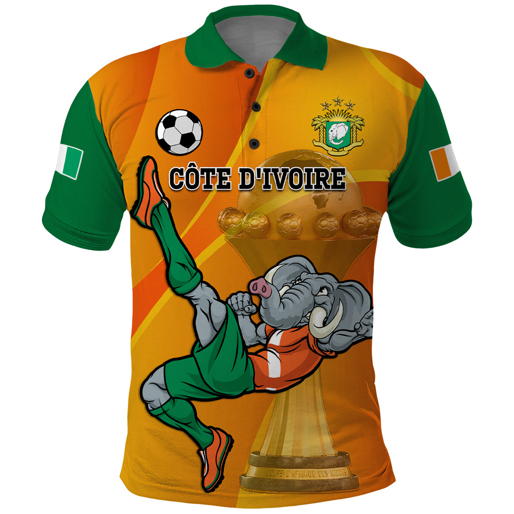 Custom Ivory Coast Football Polo Shirt 2024 Mascot With Champions Trophy - Wonder Print Shop