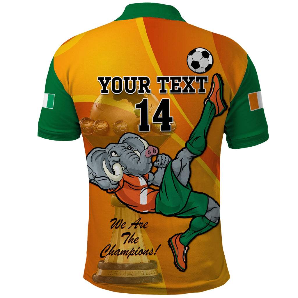 Custom Ivory Coast Football Polo Shirt 2024 Mascot With Champions Trophy - Wonder Print Shop
