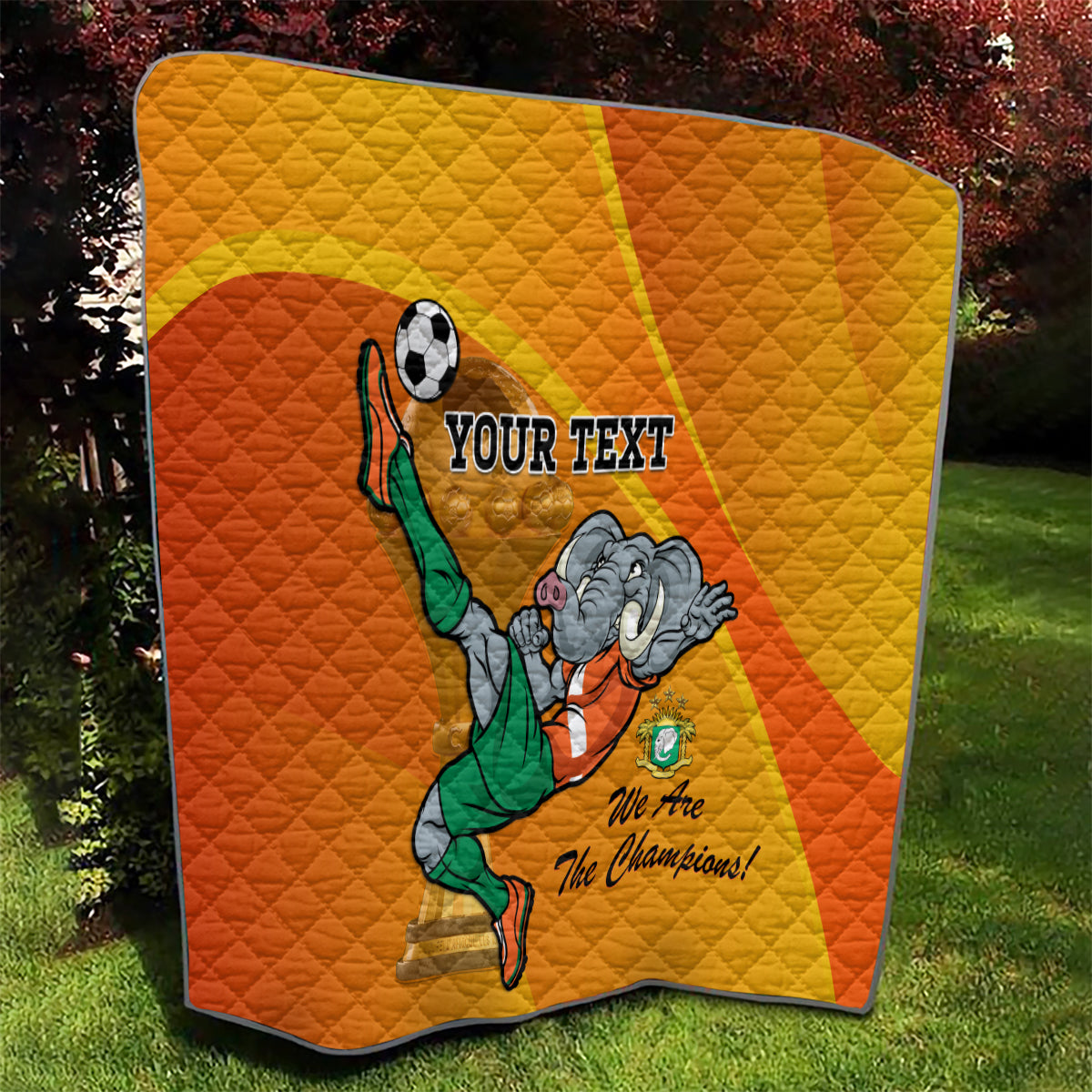 Custom Ivory Coast Football Quilt 2024 Mascot With Champions Trophy - Wonder Print Shop