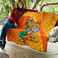 Custom Ivory Coast Football Quilt 2024 Mascot With Champions Trophy - Wonder Print Shop