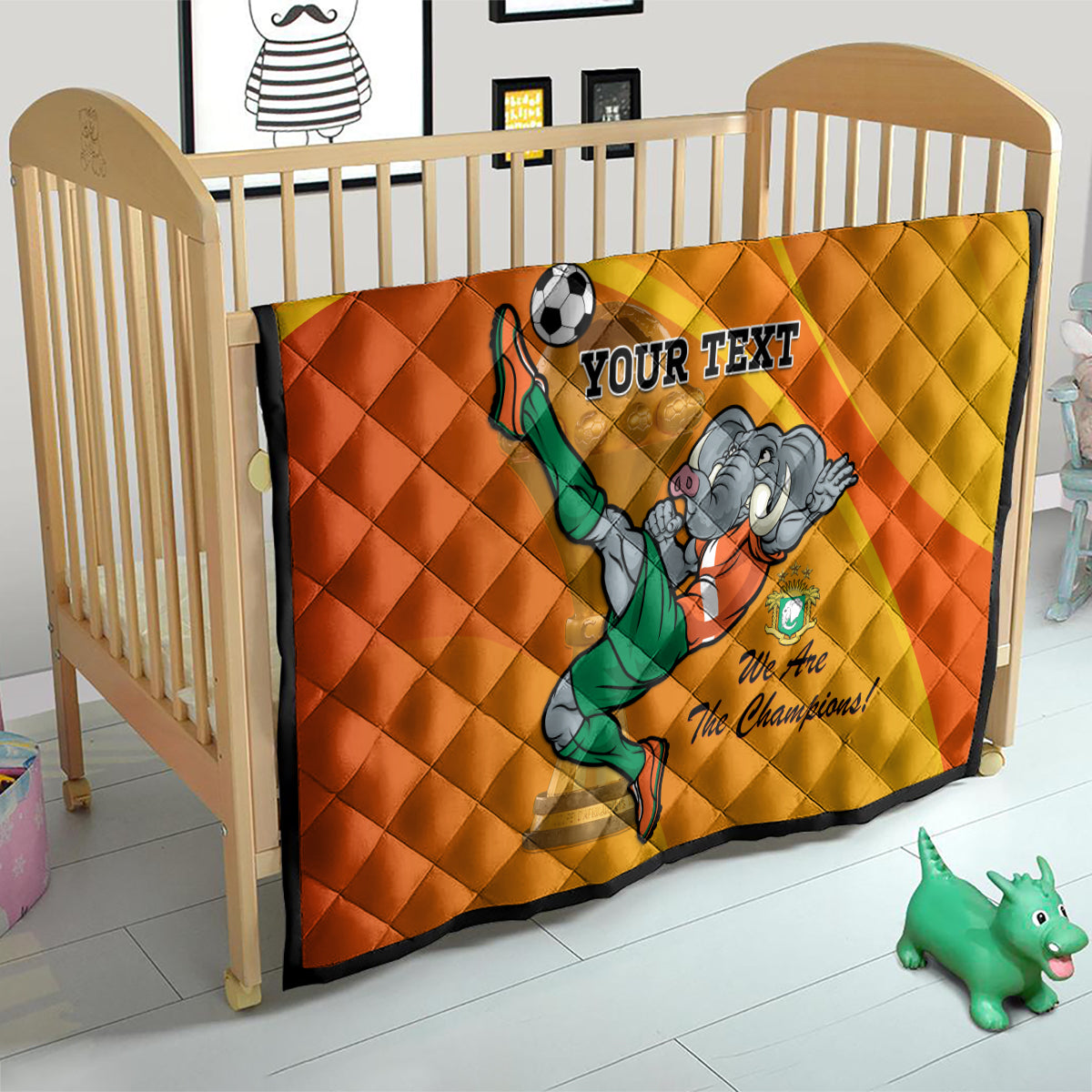 Custom Ivory Coast Football Quilt 2024 Mascot With Champions Trophy - Wonder Print Shop
