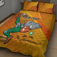 Custom Ivory Coast Football Quilt Bed Set 2024 Mascot With Champions Trophy - Wonder Print Shop
