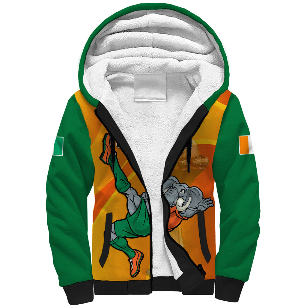 Custom Ivory Coast Football Sherpa Hoodie 2024 Mascot With Champions Trophy - Wonder Print Shop