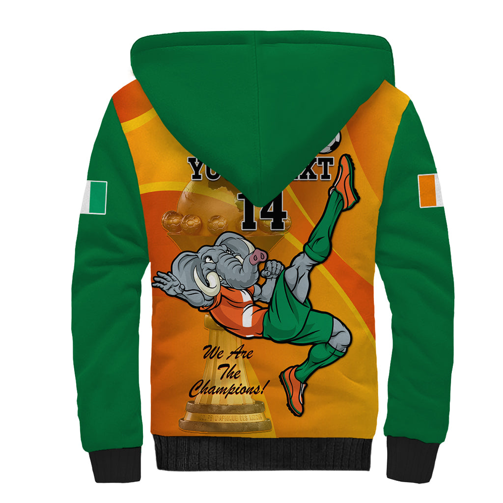 Custom Ivory Coast Football Sherpa Hoodie 2024 Mascot With Champions Trophy - Wonder Print Shop