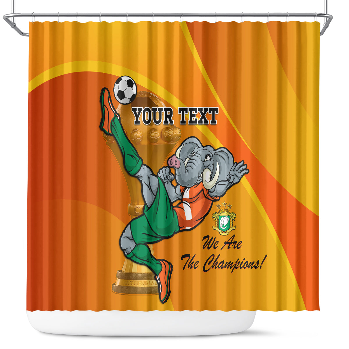 Custom Ivory Coast Football Shower Curtain 2024 Mascot With Champions Trophy