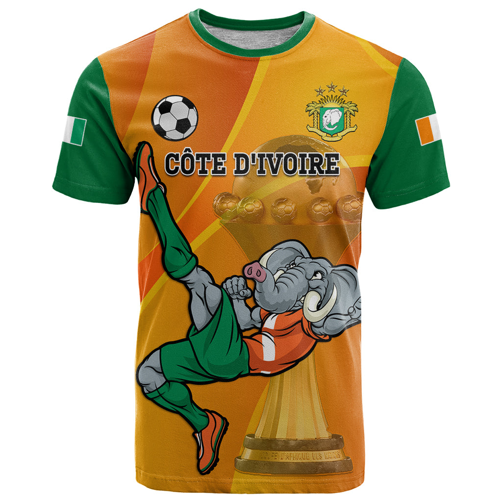 Custom Ivory Coast Football T Shirt 2024 Mascot With Champions Trophy - Wonder Print Shop
