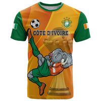 Custom Ivory Coast Football T Shirt 2024 Mascot With Champions Trophy - Wonder Print Shop