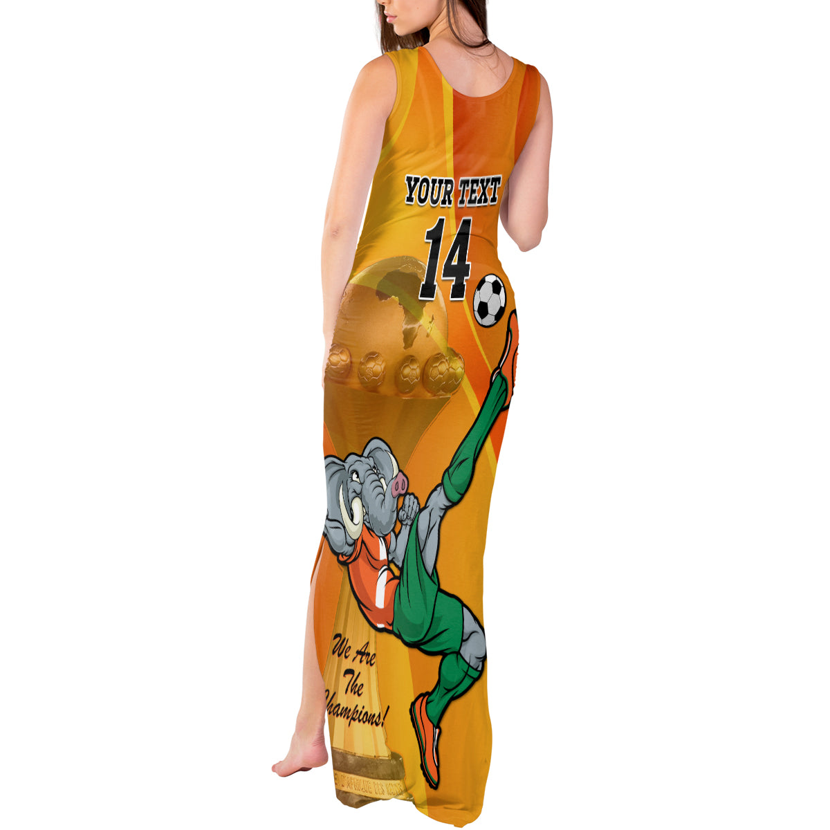 Custom Ivory Coast Football Tank Maxi Dress 2024 Mascot With Champions Trophy - Wonder Print Shop