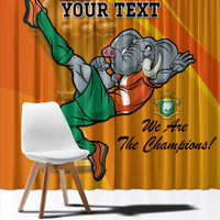 Custom Ivory Coast Football Window Curtain 2024 Mascot With Champions Trophy - Wonder Print Shop