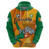 Custom Ivory Coast Football Zip Hoodie 2024 Mascot With Champions Trophy - Wonder Print Shop