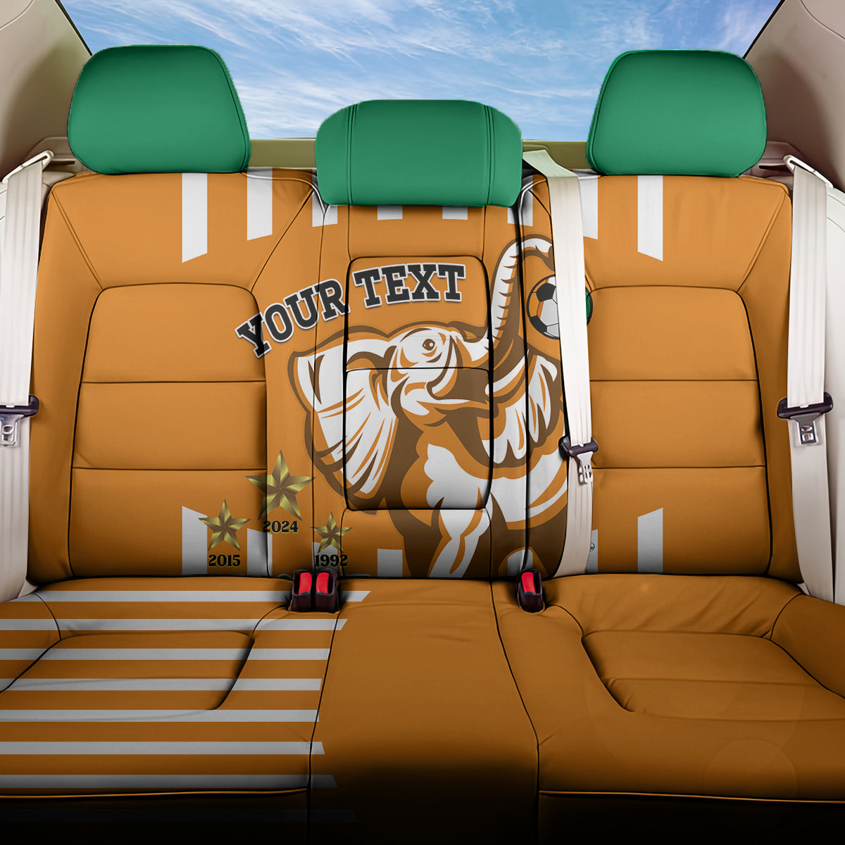 Custom Ivory Coast Football Back Car Seat Cover Les Elephants 3rd Champions Proud