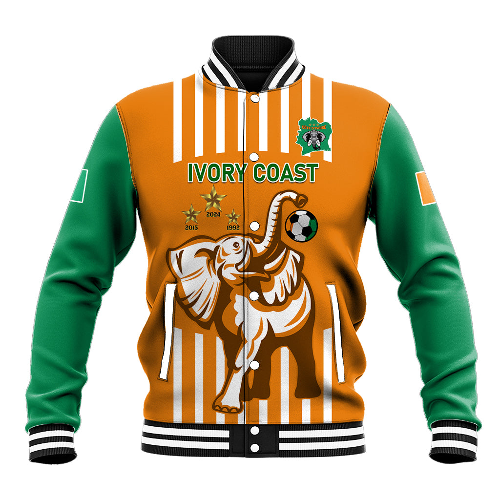 Custom Ivory Coast Football Baseball Jacket Les Elephants 3rd Champions Proud - Wonder Print Shop