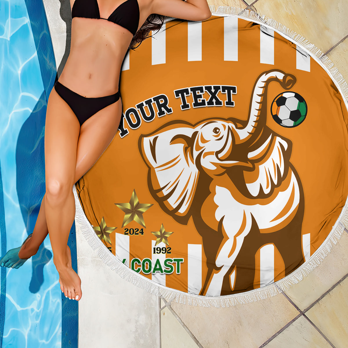 Custom Ivory Coast Football Beach Blanket Les Elephants 3rd Champions Proud - Wonder Print Shop