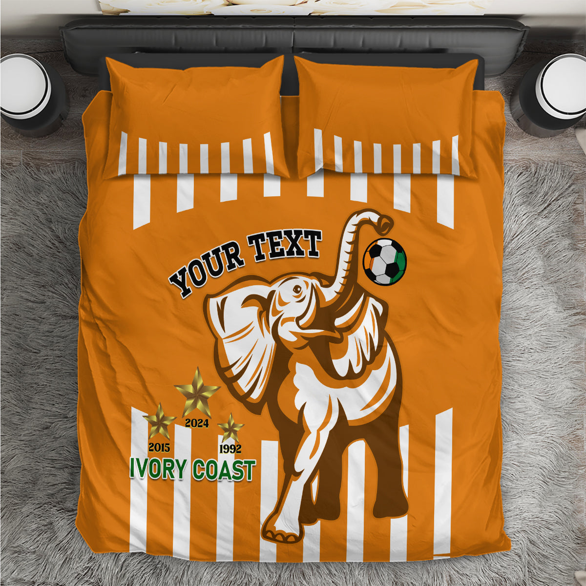 Custom Ivory Coast Football Bedding Set Les Elephants 3rd Champions Proud - Wonder Print Shop