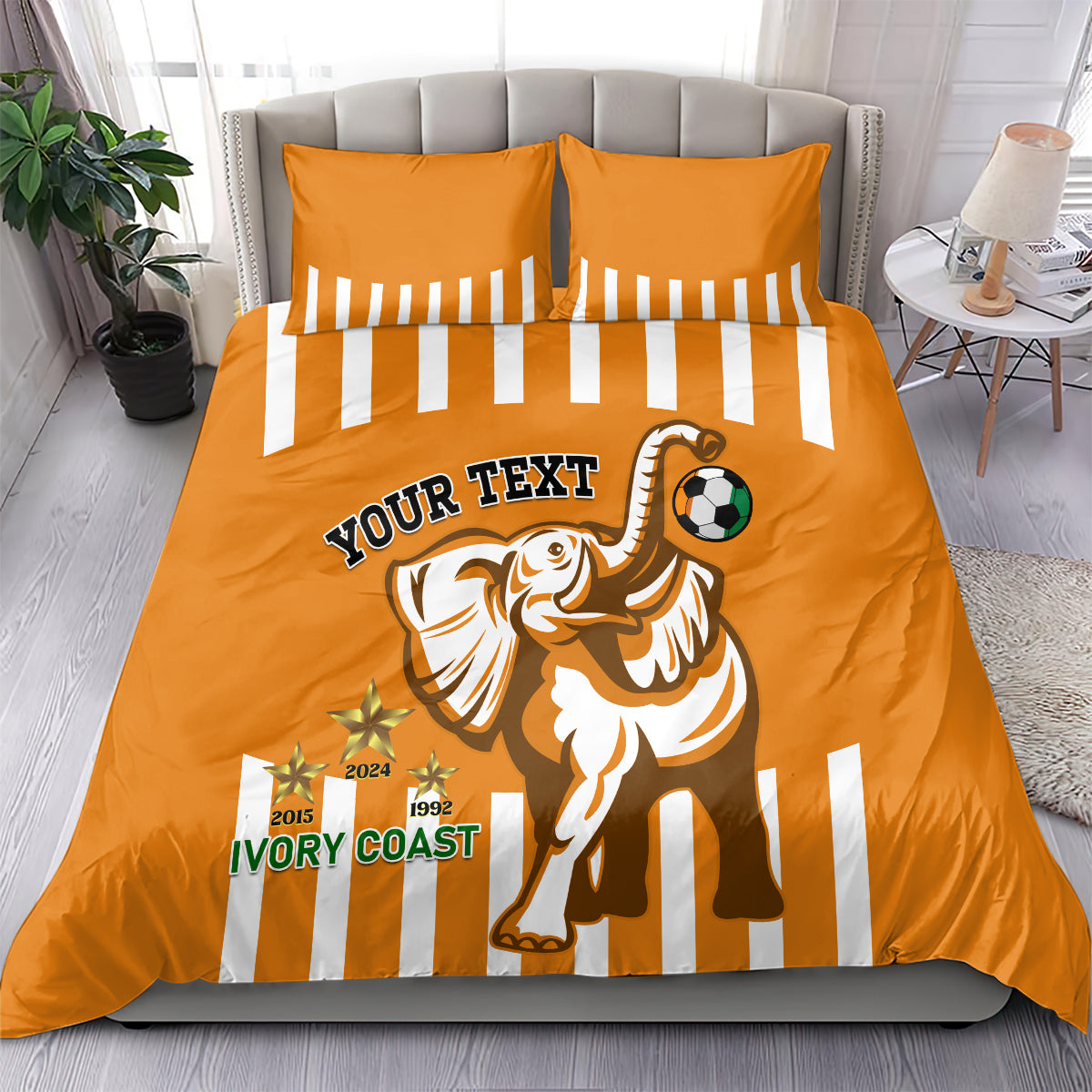 Custom Ivory Coast Football Bedding Set Les Elephants 3rd Champions Proud - Wonder Print Shop