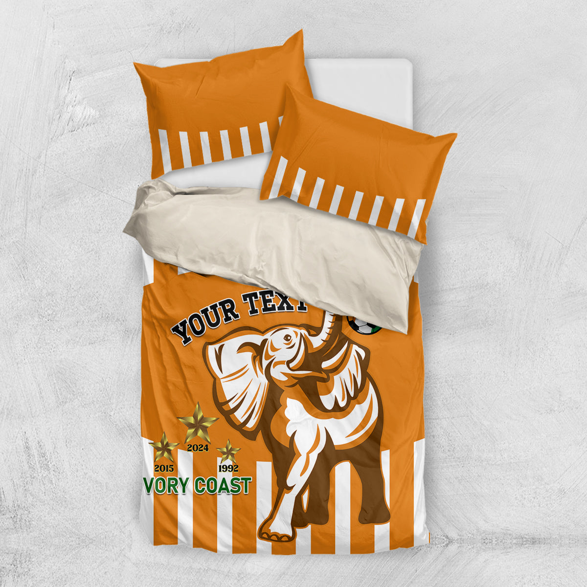 Custom Ivory Coast Football Bedding Set Les Elephants 3rd Champions Proud - Wonder Print Shop