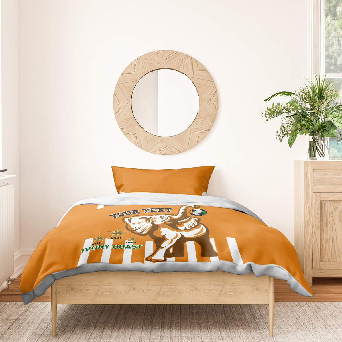 Custom Ivory Coast Football Bedding Set Les Elephants 3rd Champions Proud - Wonder Print Shop