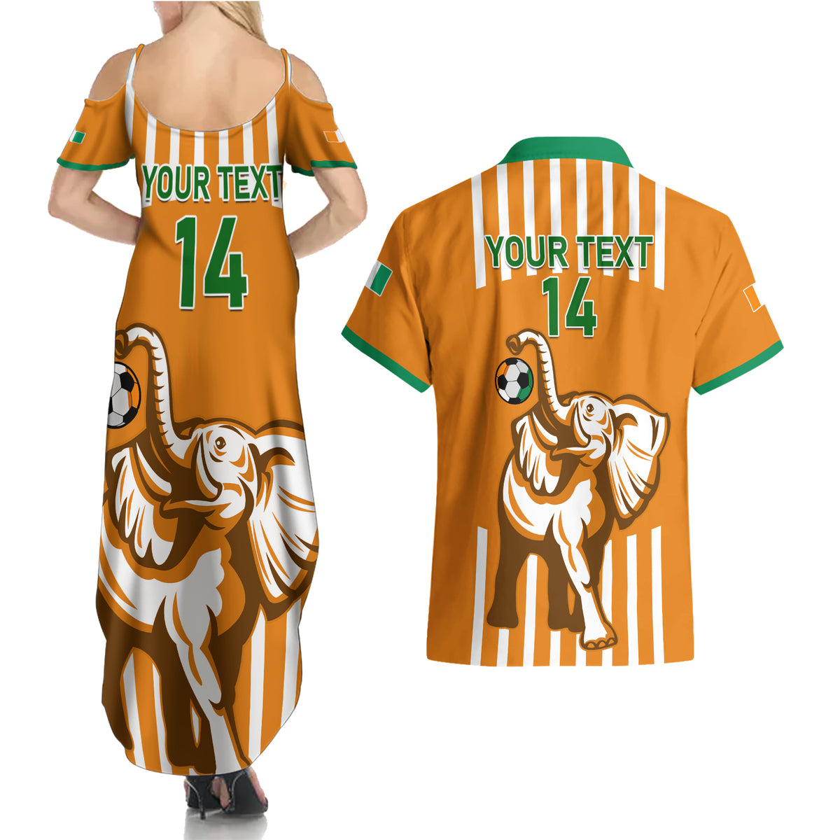 Custom Ivory Coast Football Couples Matching Summer Maxi Dress and Hawaiian Shirt Les Elephants 3rd Champions Proud - Wonder Print Shop