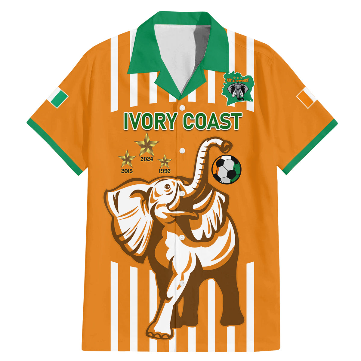 Custom Ivory Coast Football Family Matching Mermaid Dress and Hawaiian Shirt Les Elephants 3rd Champions Proud - Wonder Print Shop