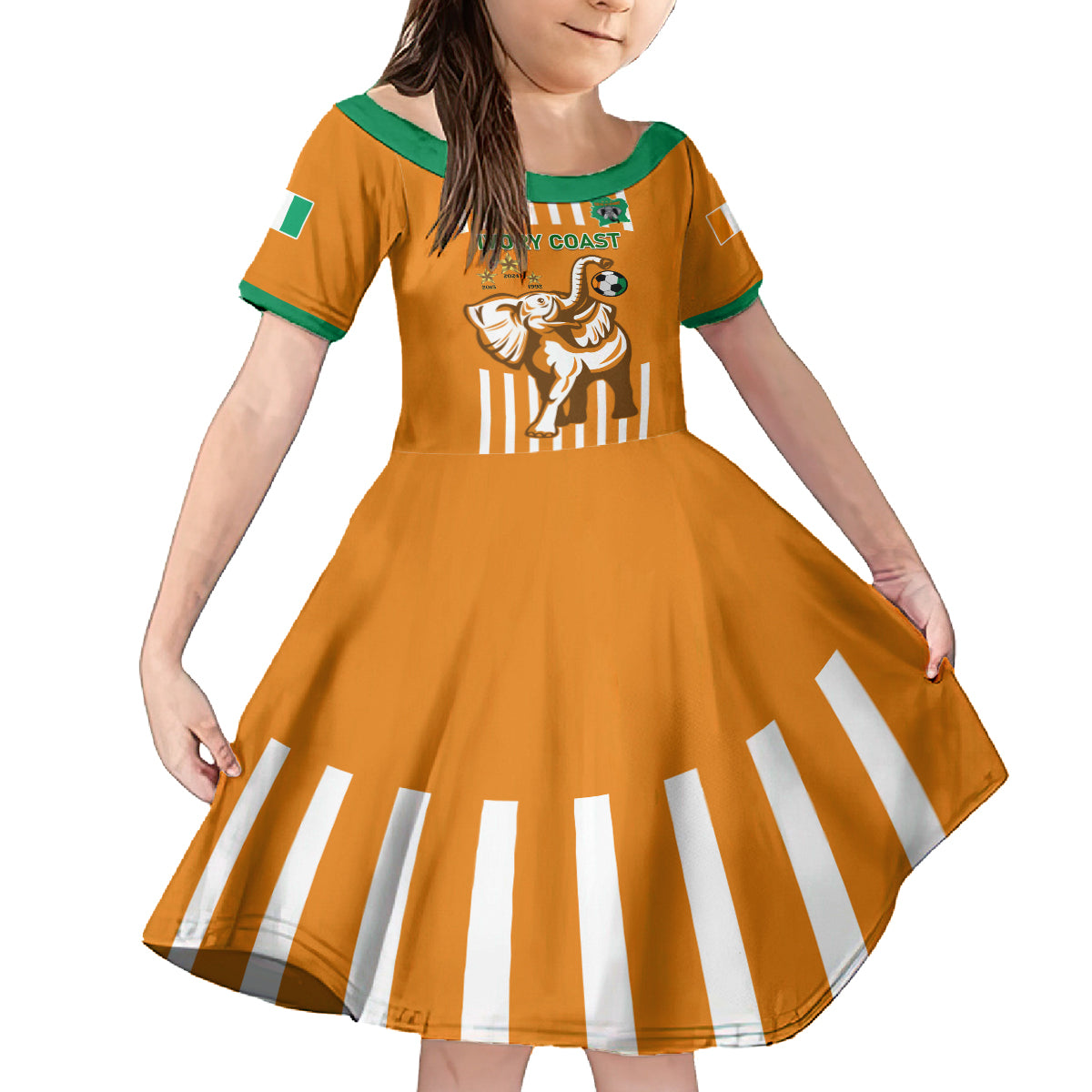 Custom Ivory Coast Football Family Matching Off Shoulder Long Sleeve Dress and Hawaiian Shirt Les Elephants 3rd Champions Proud - Wonder Print Shop