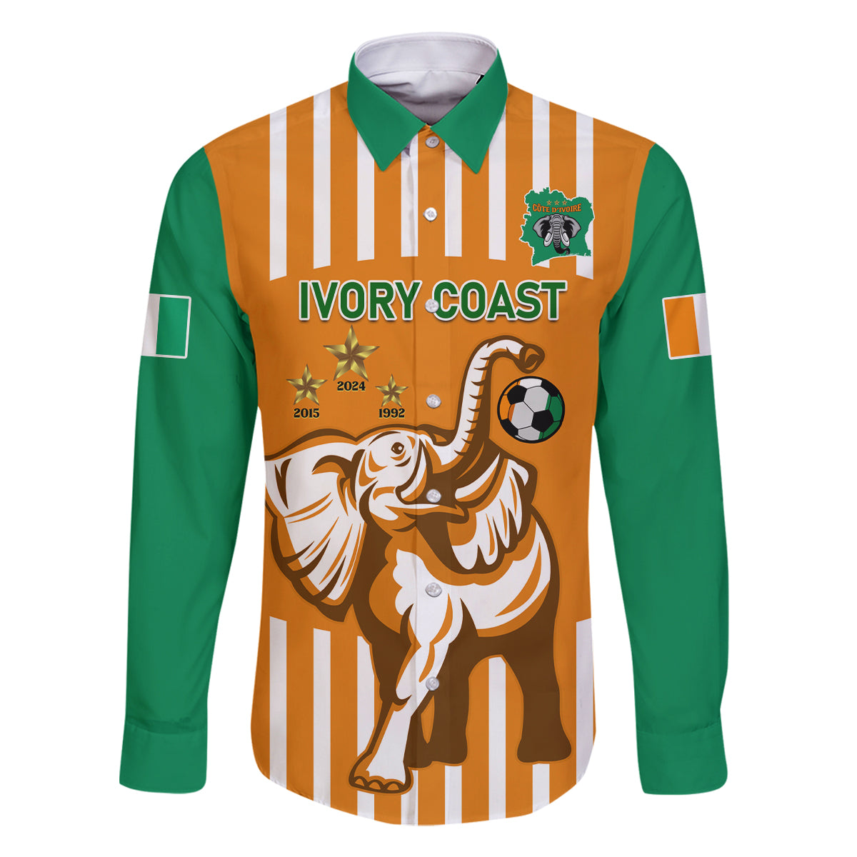 Custom Ivory Coast Football Family Matching Off Shoulder Long Sleeve Dress and Hawaiian Shirt Les Elephants 3rd Champions Proud - Wonder Print Shop