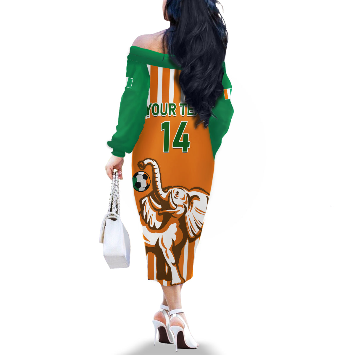 Custom Ivory Coast Football Family Matching Off Shoulder Long Sleeve Dress and Hawaiian Shirt Les Elephants 3rd Champions Proud - Wonder Print Shop