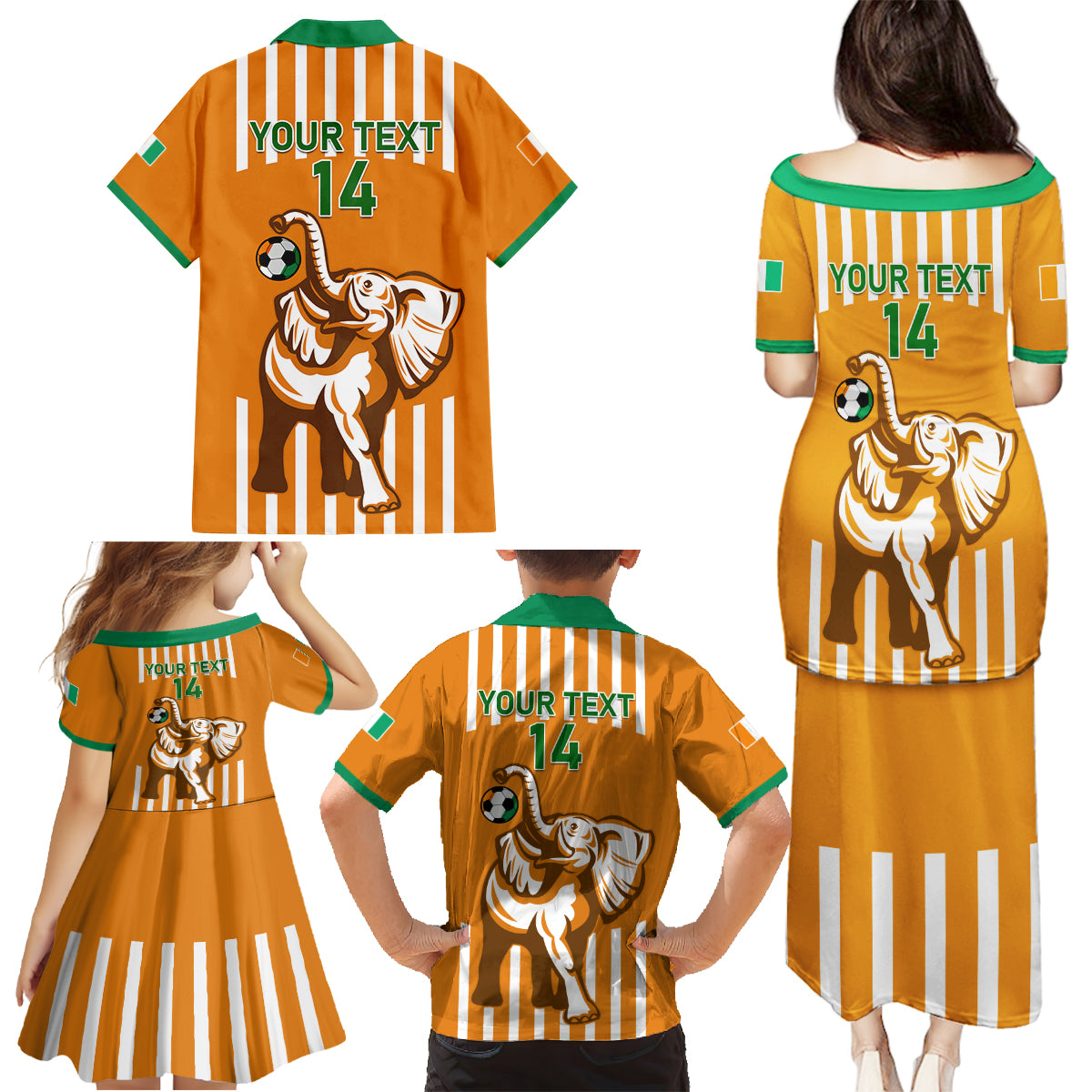 Custom Ivory Coast Football Family Matching Puletasi and Hawaiian Shirt Les Elephants 3rd Champions Proud - Wonder Print Shop