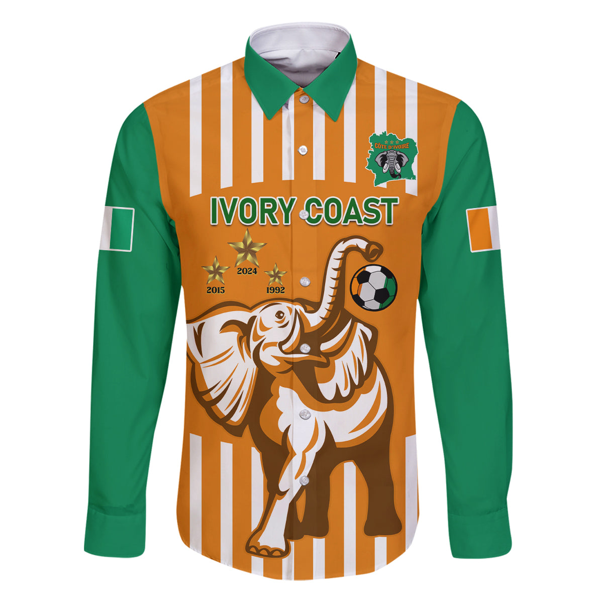Custom Ivory Coast Football Family Matching Puletasi and Hawaiian Shirt Les Elephants 3rd Champions Proud - Wonder Print Shop