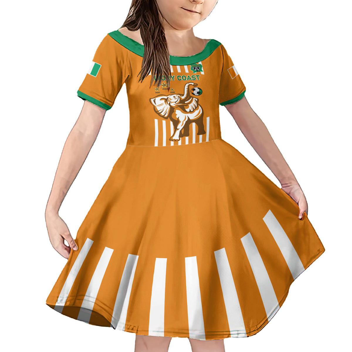 Custom Ivory Coast Football Family Matching Short Sleeve Bodycon Dress and Hawaiian Shirt Les Elephants 3rd Champions Proud - Wonder Print Shop